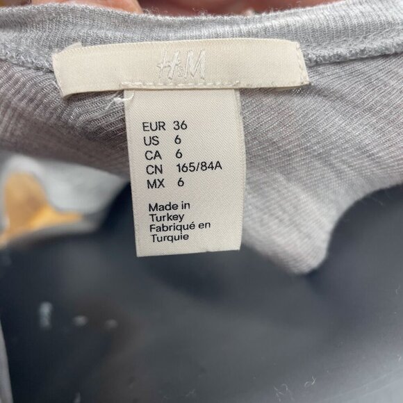 H&M Modal Low-Cut Back Minimalist Long Sleeves Grey Spring T-Shirt Top Sizeβ 6 - Picture 4 of 5